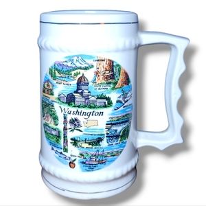 #AI Vintage Washingto souvenir mid century collectible  tall ceramic mug retro